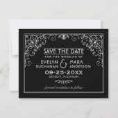 Vintage Schwarz-Silber Art Deco Hochzeit Save The Date (Vorderseite)
