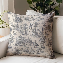 Vintage Schwarz Toile de Jouy Fair Street Muster