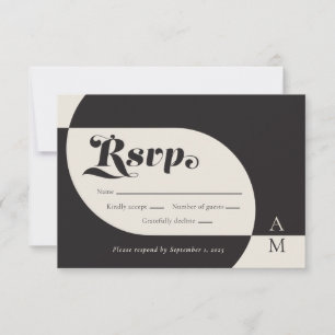 Vintage Schwarz und Creme RSVP Karte