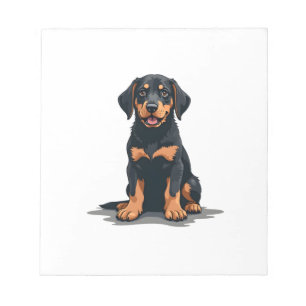 Vintage Schwarz und Tan Hund Rückansicht Illustrat Notizblock