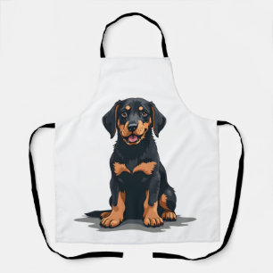 Vintage Schwarz und Tan Hund Rückansicht Illustrat Schürze
