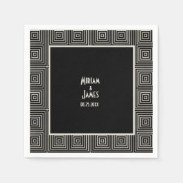 Vintage Schwarz-Weiß-Art Deco Inspiriert Hochzeit Serviette