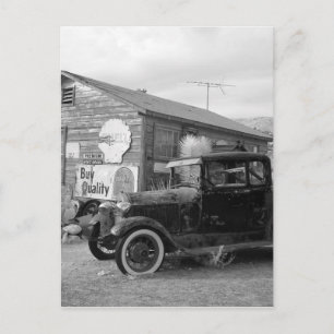 Vintage Schwarz-Weiß-Auto Postkarte