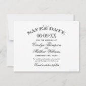 Vintage Schwarz-Weiß-Blüh-Hochzeit Save The Date (Rückseite)