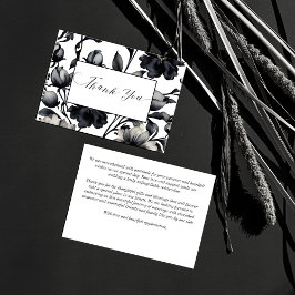 Vintage Schwarz-Weiß-Blume Dankeskarte