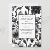 Vintage Schwarz-Weiß-Blume Einladung (Vorderseite)