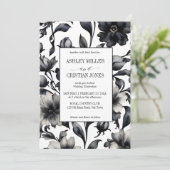 Vintage Schwarz-Weiß-Blume Einladung (Stehend Vorderseite)