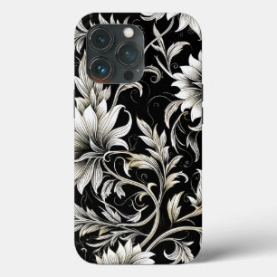 Vintage Schwarz-Weiß-Blumen Case-Mate iPhone Hülle