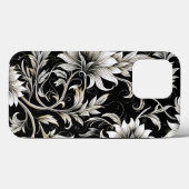 Vintage Schwarz-Weiß-Blumen Case-Mate iPhone Hülle (Rückseite (Horizontal))