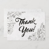 Vintage Schwarz-Weiß-Blüte Dankeschön Karte (Vorne/Hinten)