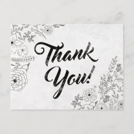 Vintage Schwarz-Weiß-Blüte Dankeschön Karte