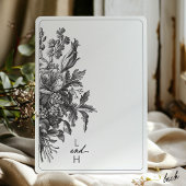 Vintage Schwarz-Weiß-Botanische Blumenhochzeit Einladung