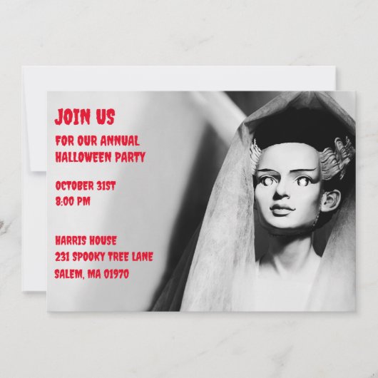 Vintage Schwarz-Weiß-Braut Frankensteins Einladung (Vorderseite)