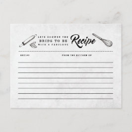 Vintage Schwarz-Weiß-Brautparty-Rezept-Karte Postkarte