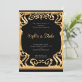 Vintage Schwarz-Weiß-Edition Art Deco Hochzeit Einladung (Stehend Vorderseite)