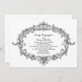 Vintage Schwarz-Weiß-Einladungen Einladung (Vorne/Hinten)