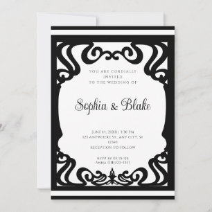 Vintage-Schwarz-Weiß-Elegante Art Deco-Hochzeit Einladung