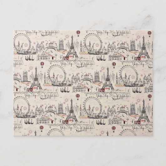 Vintage Schwarz/Weiß-Europa-Bilder Postkarte (Vorderseite)