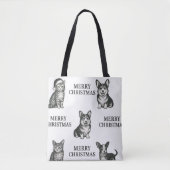 Vintage Schwarz-Weiß-Feiertage Weihnachten Tasche (Vorderseite)