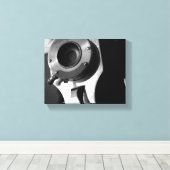 Vintage Schwarz-Weiß-Filmkamera-Linsen 8x10 Leinwanddruck (Insitu (Holzboden))