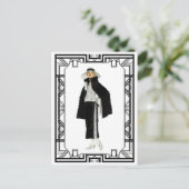 Vintage Schwarz-Weiß-Flapper-Mode Postkarte (Stehend Vorderseite)