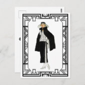 Vintage Schwarz-Weiß-Flapper-Mode Postkarte (Vorne/Hinten)