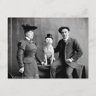 Vintage Schwarz-Weiß-Fotografie Hund mit Hut Postkarte