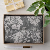 Vintage Schwarz-Weiß-Grunge-Flora Seidenpapier (Geschenk)