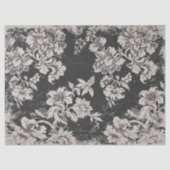 Vintage Schwarz-Weiß-Grunge-Flora Seidenpapier (Vorderseite)