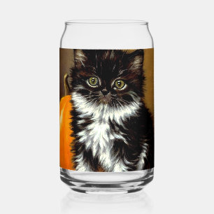 Vintage Schwarz-Weiß-Halloween-Katze Dosenglas