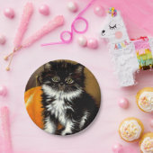 Vintage Schwarz-Weiß-Halloween-Katze Pappteller (Party)