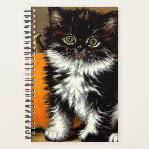 Vintage Schwarz-Weiß-Halloween-Katze Planer