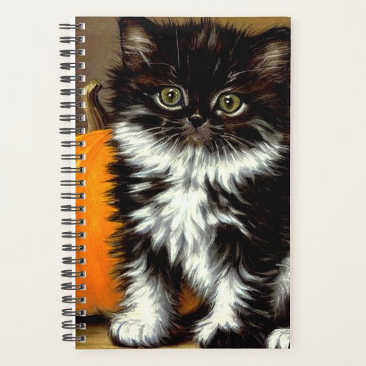Vintage Schwarz-Weiß-Halloween-Katze Planer (Vorderseite)