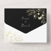 Vintage Schwarz-Weiß-Hochzeit All In One Einladung (Rückseite)