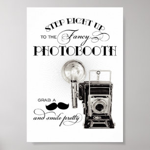 Vintage Schwarz-Weiß-Hochzeits-Fotobooth Poster