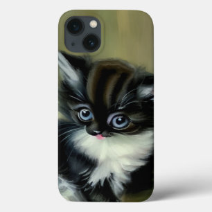 Vintage Schwarz-Weiß-Kätzchen-Stickerei Case-Mate iPhone Hülle