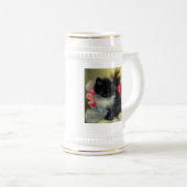 Vintage Schwarz-Weiß-Kittenmalerei Bierglas (VorderseiteRechts)