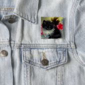 Vintage Schwarz-Weiß-Kittenmalerei Button (Beispiel)