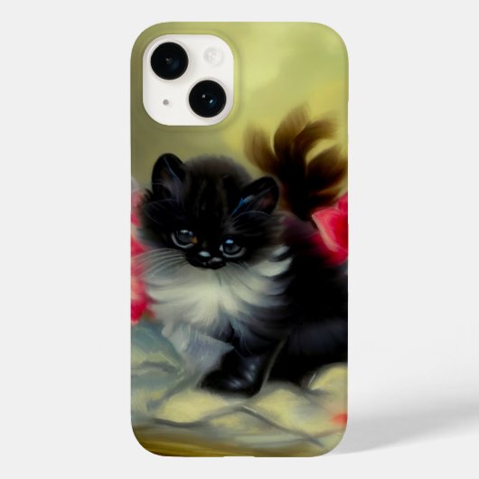 Vintage Schwarz-Weiß-Kittenmalerei Case-Mate iPhone Hülle (Rückseite)