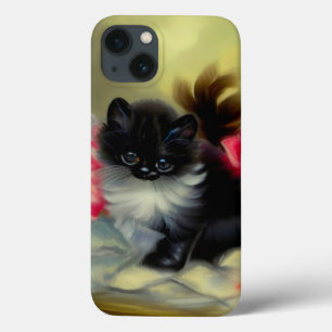 Vintage Schwarz-Weiß-Kittenmalerei Case-Mate iPhone Hülle