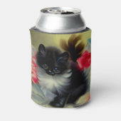 Vintage Schwarz-Weiß-Kittenmalerei Dosenkühler (Kanne Rückseite)