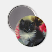 Vintage Schwarz-Weiß-Kittenmalerei Magnet (Vorderseite/Rückseite)