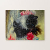 Vintage Schwarz-Weiß-Kittenmalerei Puzzle (Horizontal)