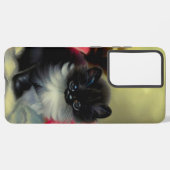 Vintage Schwarz-Weiß-Kittenmalerei Samsung Galaxy Hülle (Linke Seite)