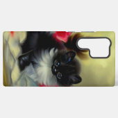 Vintage Schwarz-Weiß-Kittenmalerei Samsung Galaxy Hülle (Rückseite (Horizontal))