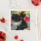 Vintage Schwarz-Weiß-Kittenmalerei Serviette (Beispiel)