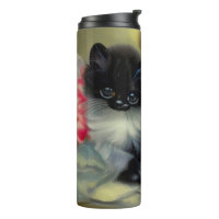 Vintage Schwarz-Weiß-Kittenmalerei