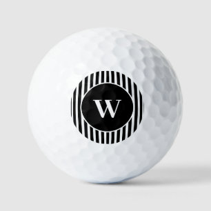 Vintage Schwarz-Weiß Klassischer gestreifter Anfan Golfball