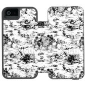 Vintage Schwarz-Weiß-Landtoilette Incipio iPhone Geldbeutel-Hülle (Folio Geöffnet)