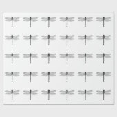 Vintage Schwarz-Weiß-Libelle-Illustration Geschenkpapier (Flach)